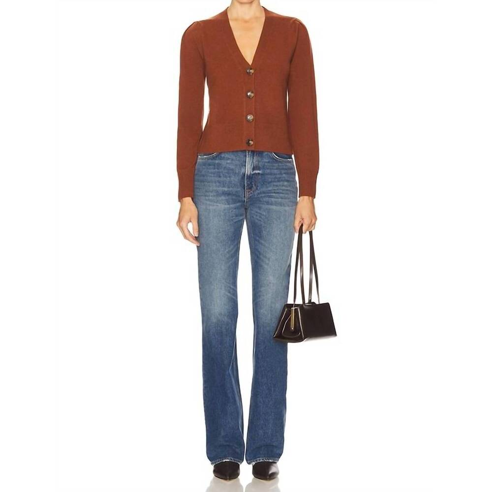 NEW VERONICA BEARD solene cashmere cardigan in orange brandy - Picture 5 of 5